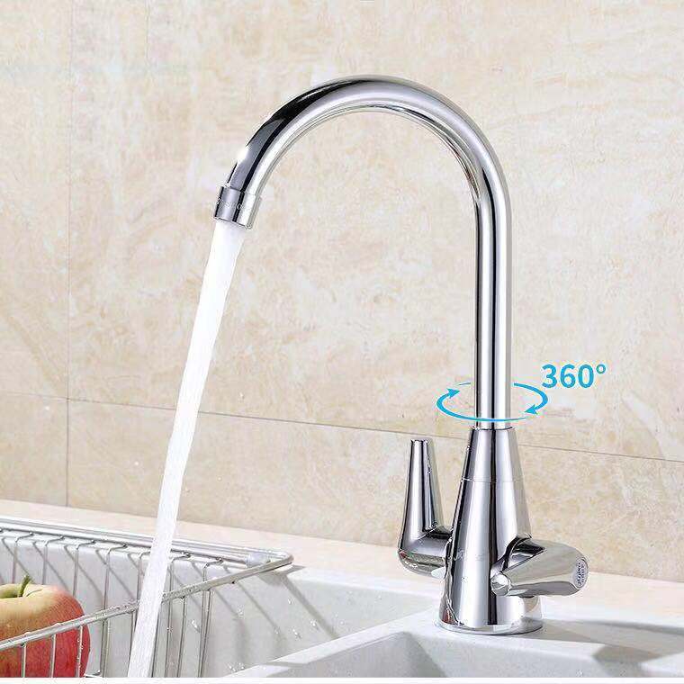 Double-handle double-opening single-hole faucet, brass cold and hot water mixing valve, kitchen sink, sink, laundry sink, washbasin valve Specification drawing