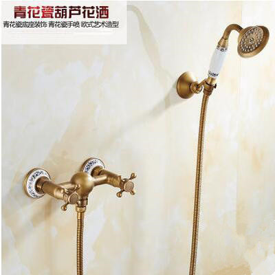 Shower head set, all-copper shower head set, faucet, bathroom antique shower head, shower head, hot and cold water countertop, faucet details Picture