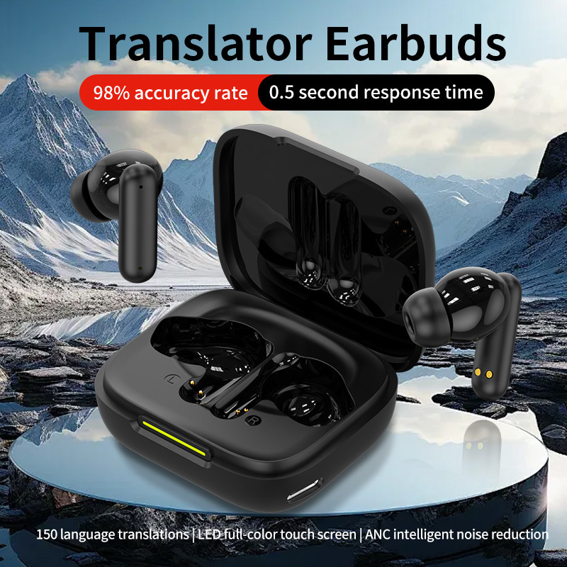 B19 Smart Voice Translation Headphones, dual-ear Chinese-English translator, Multi-language Bluetooth simultaneous translation machine