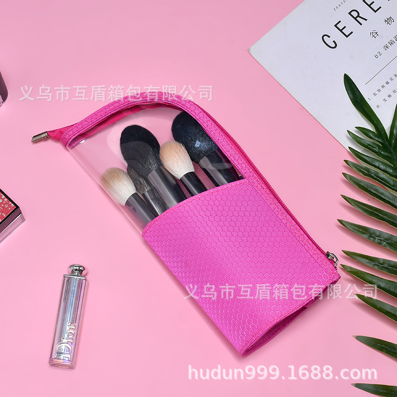 Factory direct sales, in stock, popular Instagram style multi-functional waterproof tpu makeup brush, eyebrow pencil, brush holder, storage bag Specification drawing