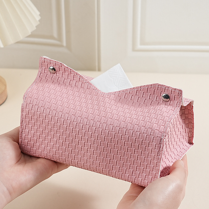 Cross-border in-stock direct supply of Nordic leather tissue boxes, home creative tissue boxes, car PU leather desktop tissue boxes details Picture