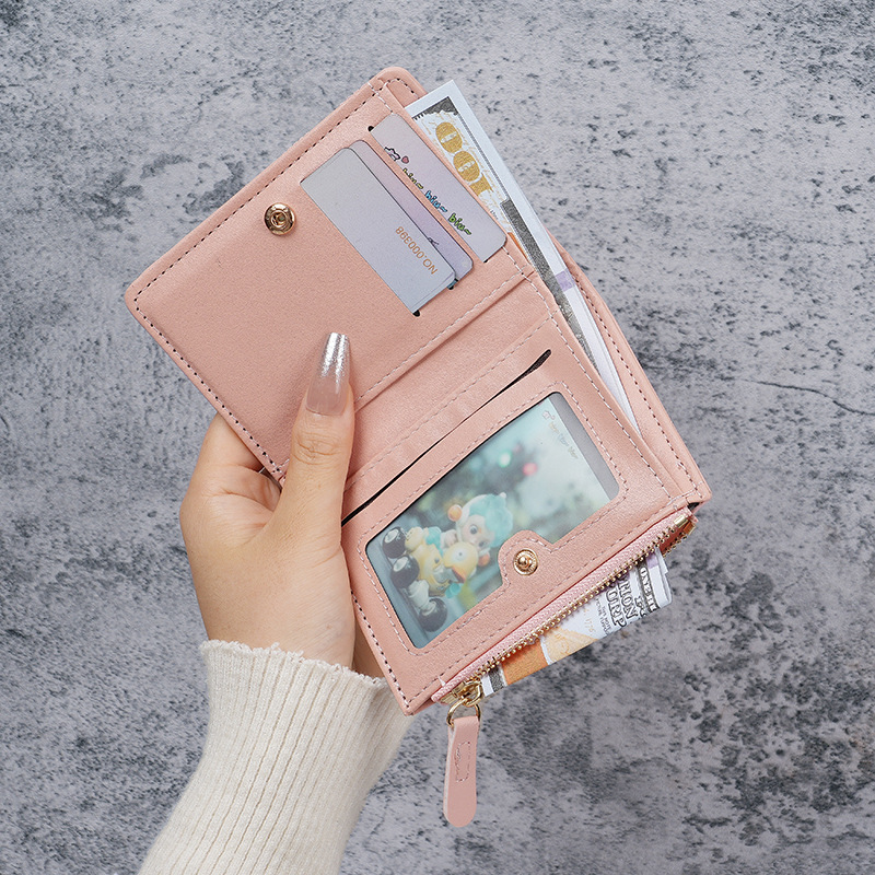 New fashionable Korean-style cute embroidered ladies' wallet wholesale, simple and short 20% off loose change card wallet details Picture