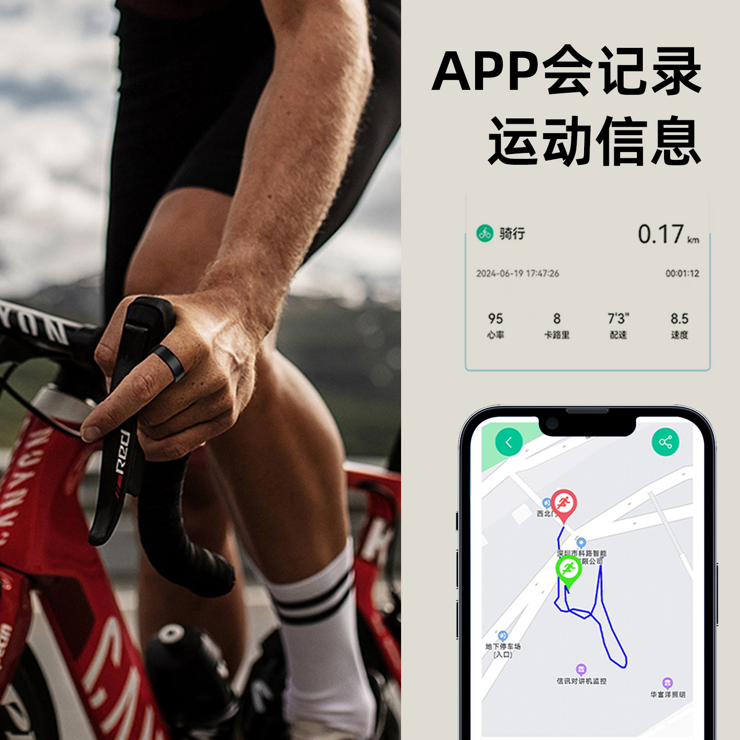 The new R11M heart rate, sleep, blood oxygen monitoring, add friends, remote care, exercise step counting, photo-taking smart ring Application Scenario