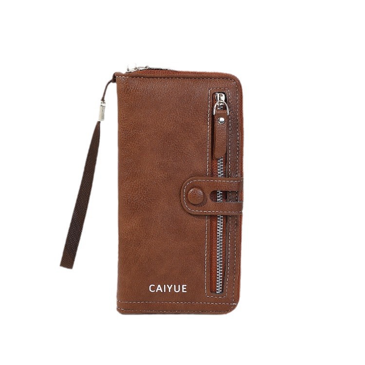 New cross-border long men's wallet with multiple slots, casual zipper wallet, large-capacity hand-held bag for young people, and coin purse Item Picture