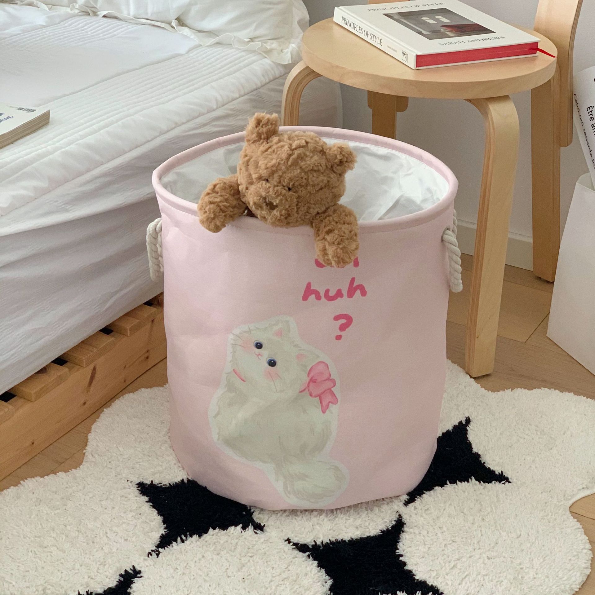 ins cute cartoon large-capacity dirty laundry basket, bathroom clothes storage basket, home folding plush toy storage bucket details Picture