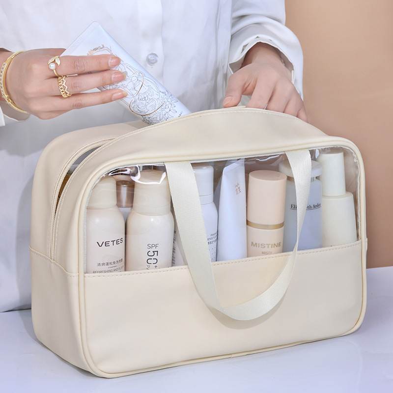 Cosmetic bag with high appearance level, new transparent ins cosmetics for women, portable storage, large capacity, waterproof toiletry bag brush full figure