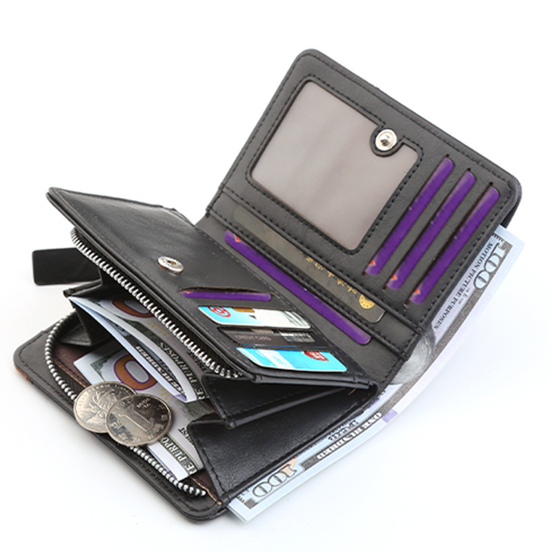 New men's wallet, retro and simple, multi-slot wallet, short style wholesale, fashionable for young people in foreign trade, large capacity wallet details Picture