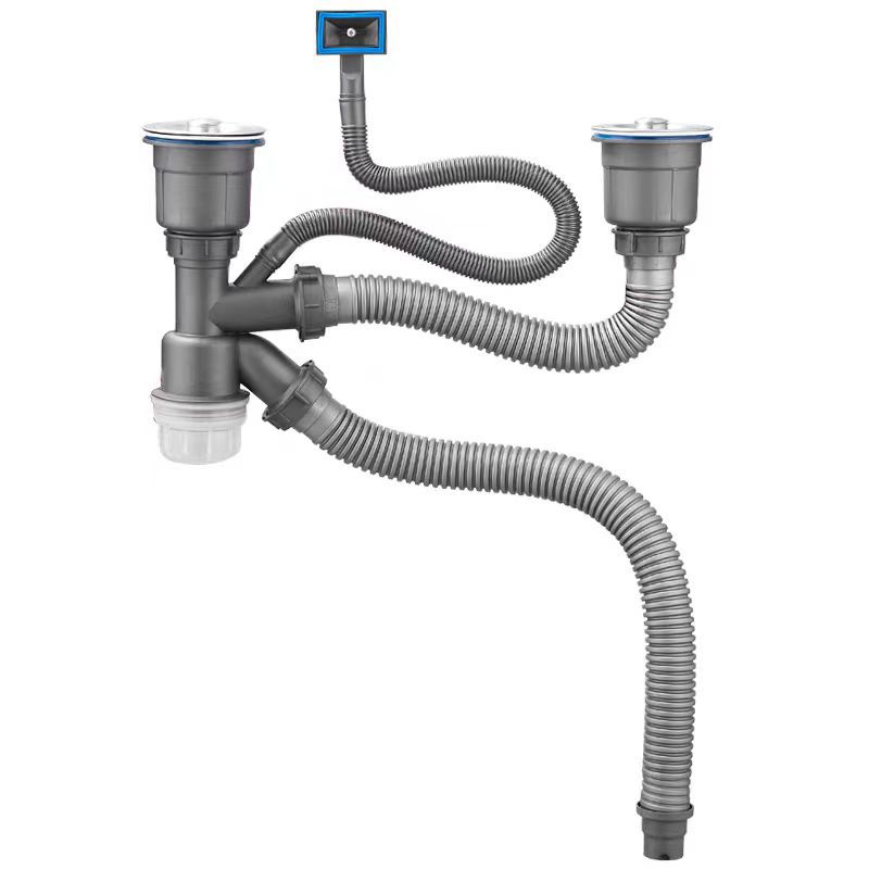 Kitchen sink drain pipe accessories, sink double basin drain, sink sink sink sewer drain pipe set Item Picture