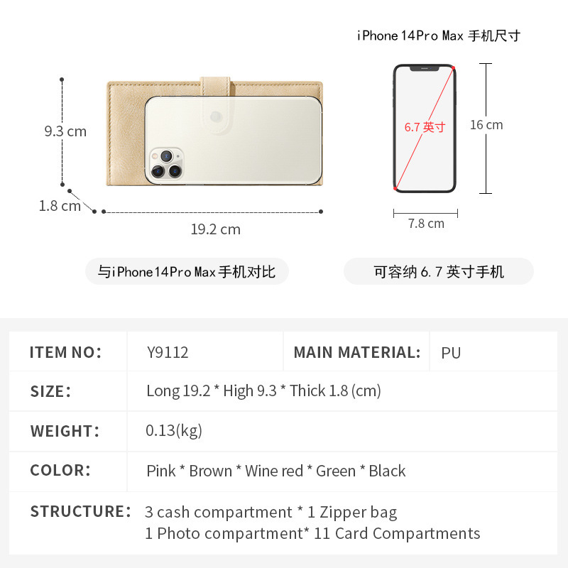 Cross-border fashion and high-end long women's purse, a simple foreign trade zipper multi-position PU loose change long wallet Application Scenario