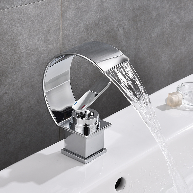 Bathroom washbasin copper faucet, black antique plated, countertop, waterfall faucet, household bathroom washbasin faucet Specification drawing
