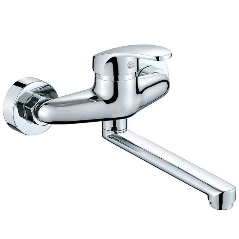 Copper kitchen wall-mounted cold and hot washing basin, sink, single faucet, laundry, balcony sink, and adjustable faucet Item Picture