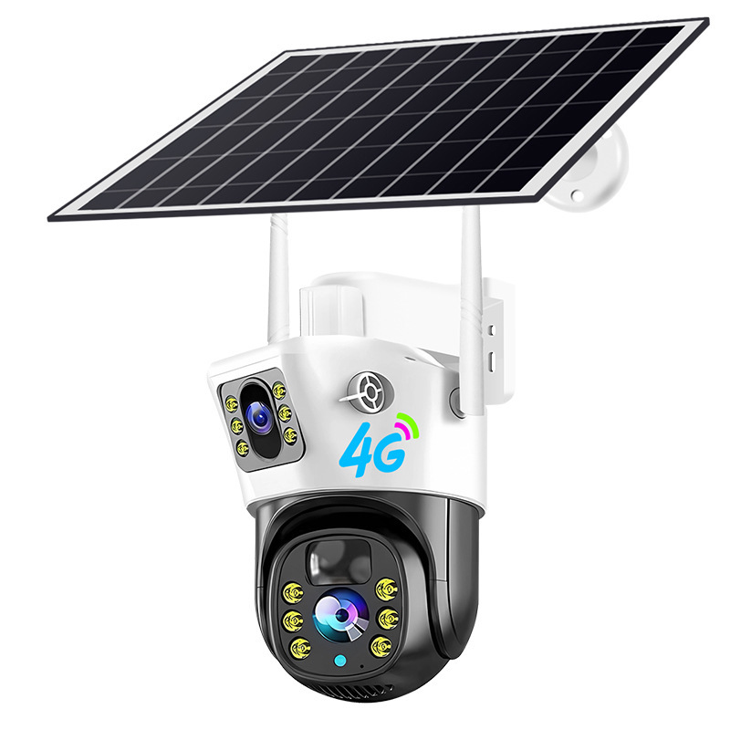 Solar-powered camera monitor for 360-degree outdoor coverage without blind spots, remote mobile phone access without power or network, 4G night vision outdoors Item Picture
