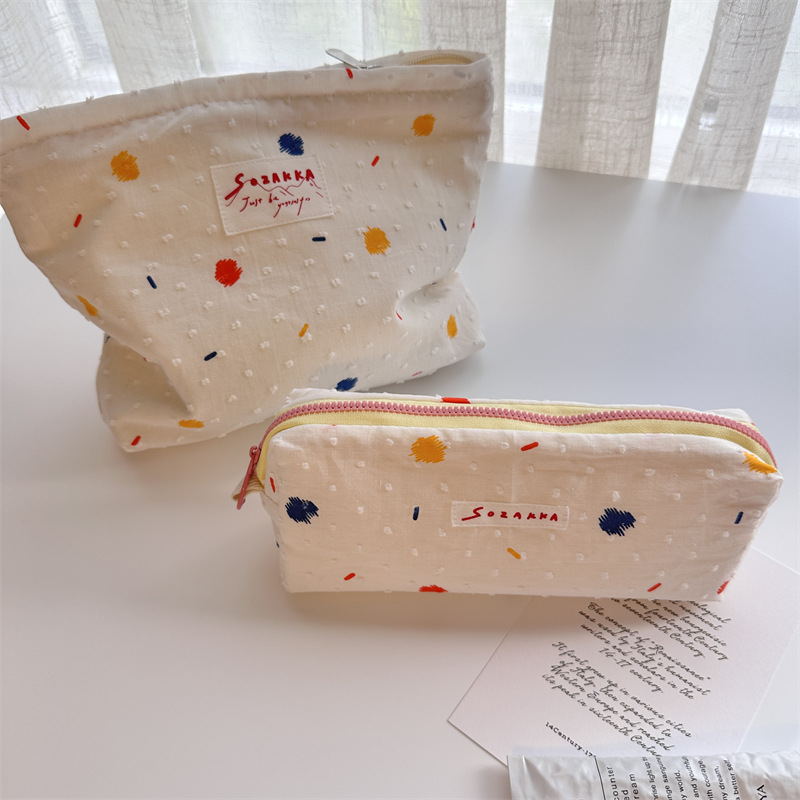 34181 Summer Candy Bean Clutch, cosmetic bag, White cute portable travel Storage bag, canvas bag, student girl Specification drawing