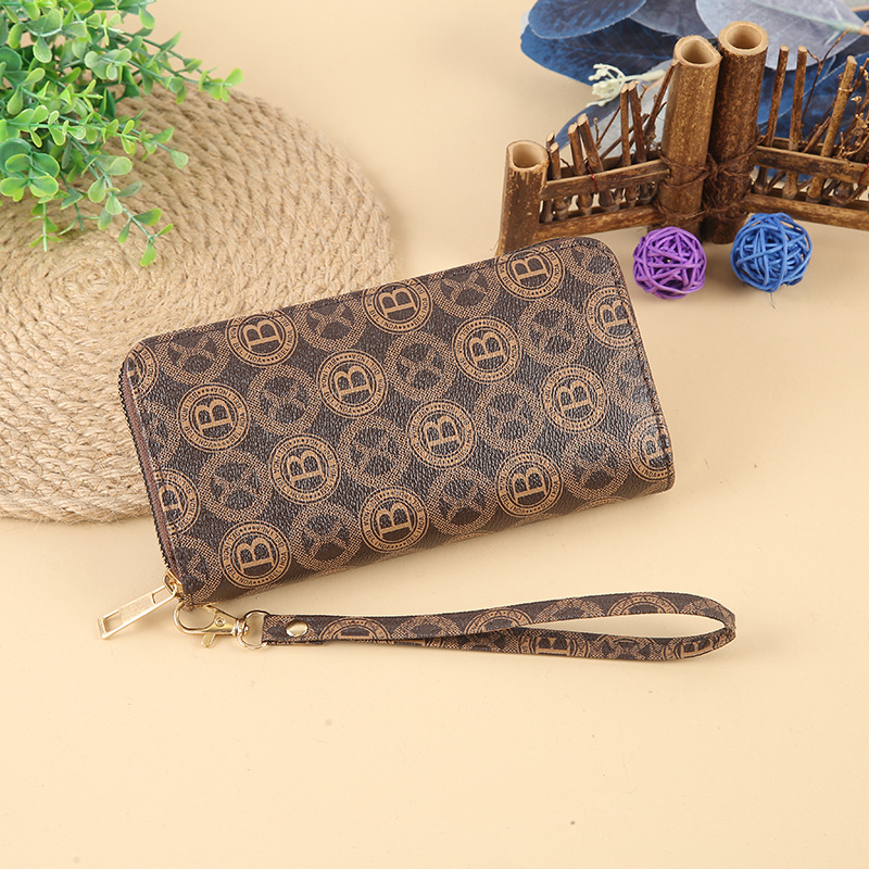 Fashionable printed single-layer zipper bag, long wallet, large capacity, multi-slot mobile phone wallet, wholesale ladies' wallet Specification drawing