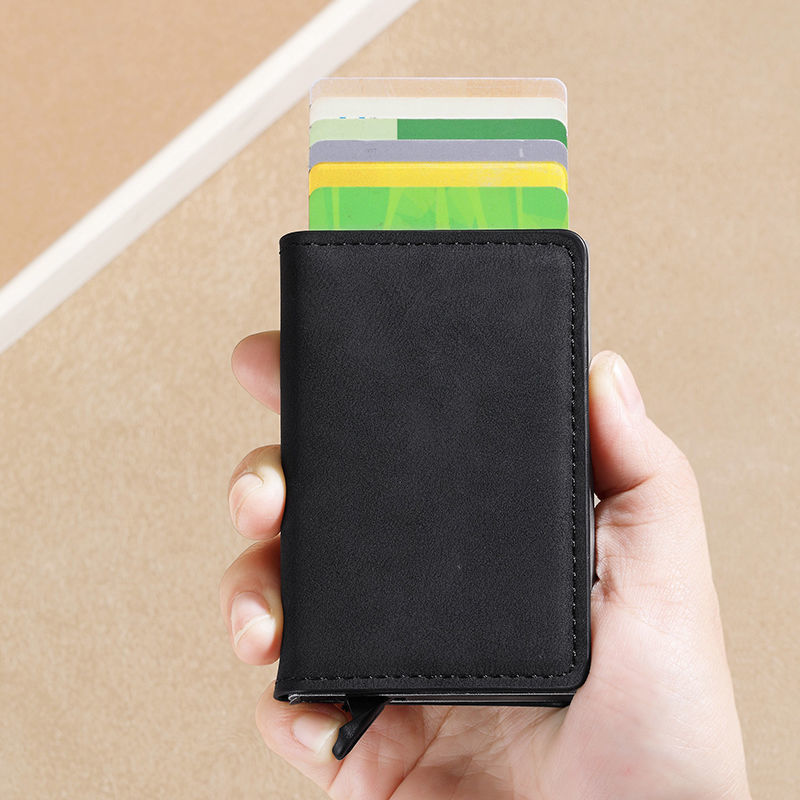 Cross-border anti-theft and anti-magnetic metal movable card case, credit card aluminum alloy box, men's card slot, wallet, card spring piece details Picture