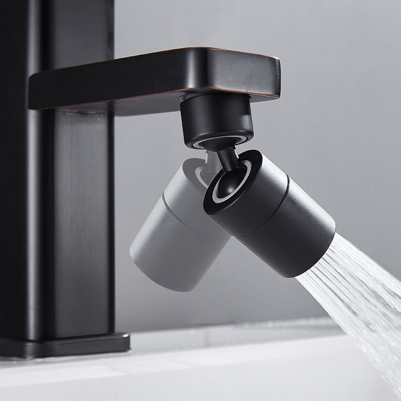 Black kitchen sink faucet, universal splash-proof washbasin, universal connector, rotatable shower nozzle, household use Application Scenario