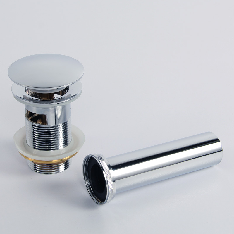 Factory wholesale copper body stainless steel tube electroplated jumping washbasin drain with overflow hole ceramic basin large cover drain Application Scenario