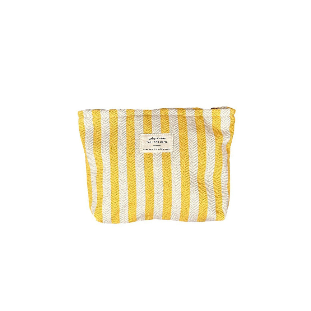 39211 Fresh Striped Makeup Bag, Women's toiletry Bag, Storage Bag, Large capacity, portable and simple hand-held makeup bag Item Picture