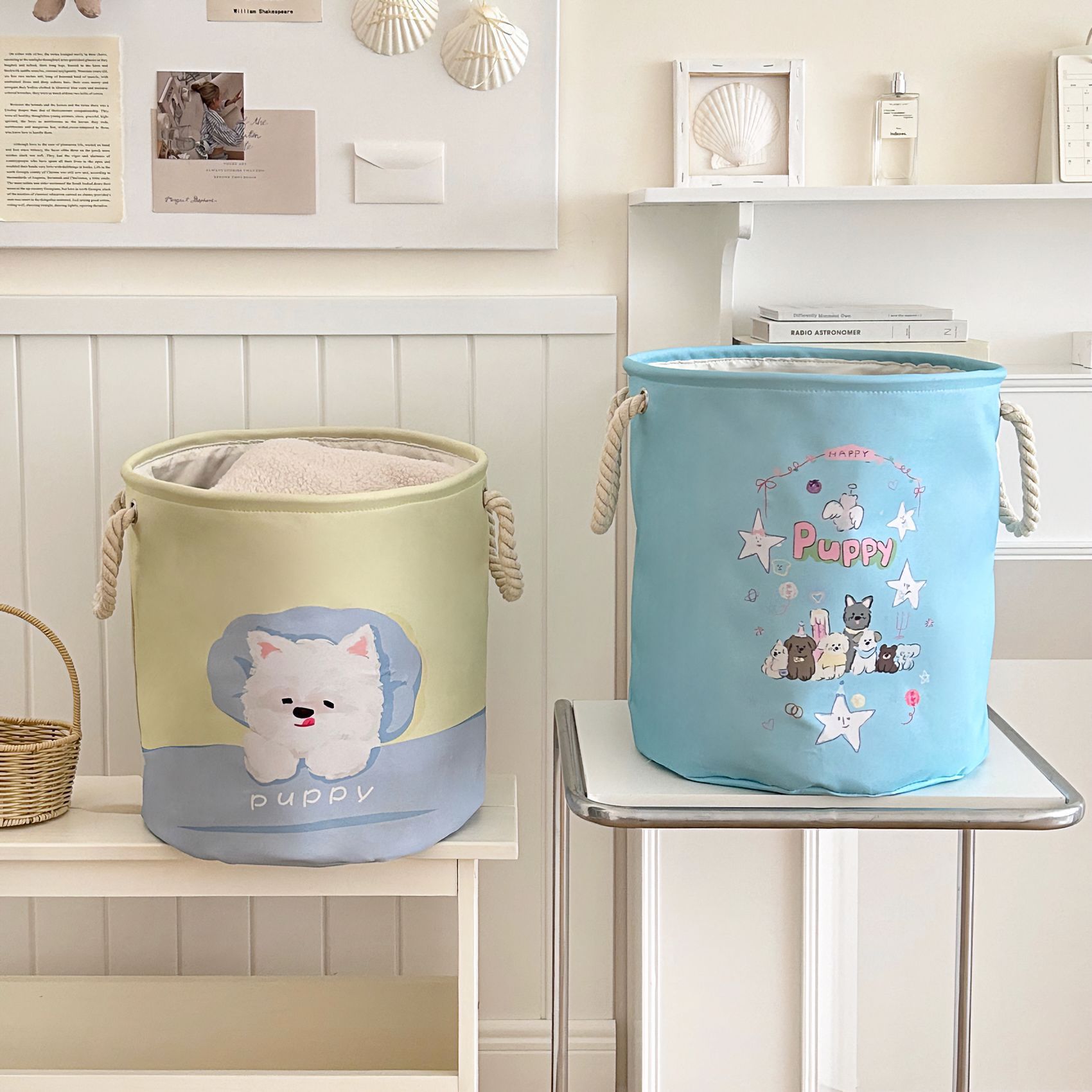 ins cute cartoon large-capacity dirty laundry basket, bathroom clothes storage basket, home folding plush toy storage bucket Specification drawing