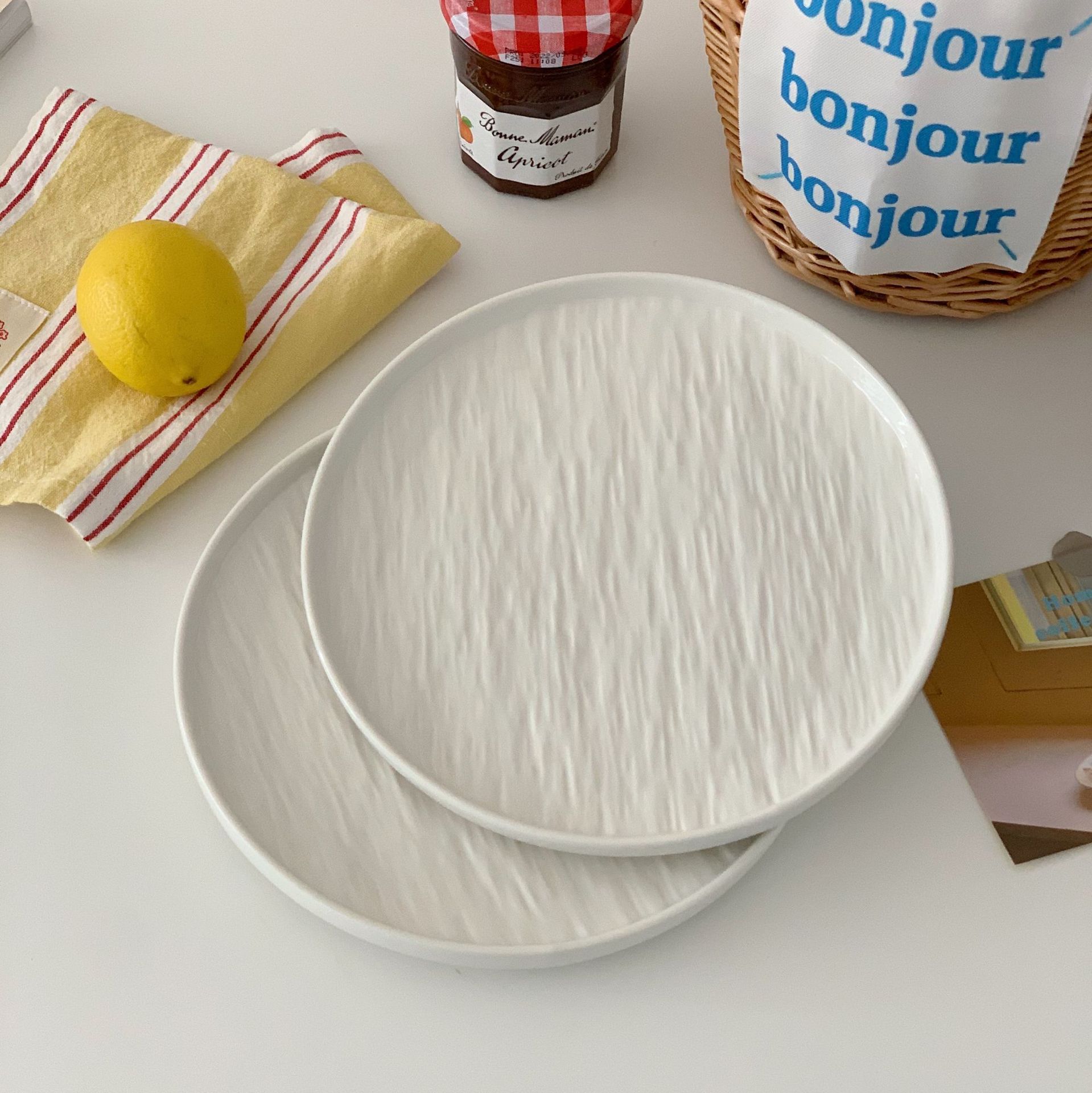High-end rock-patterned plates, simple Western-style steak plates, pasta plates, ceramic salad plates, straw hat plates, small bowls Specification drawing