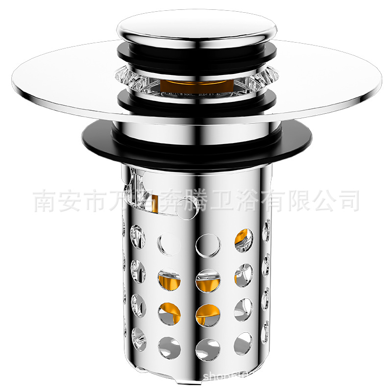 Press-type washbasin leakage plug, filter screen, bouncing core, washbasin, sink, drain, anti-hair clogging and odor universal Item Picture
