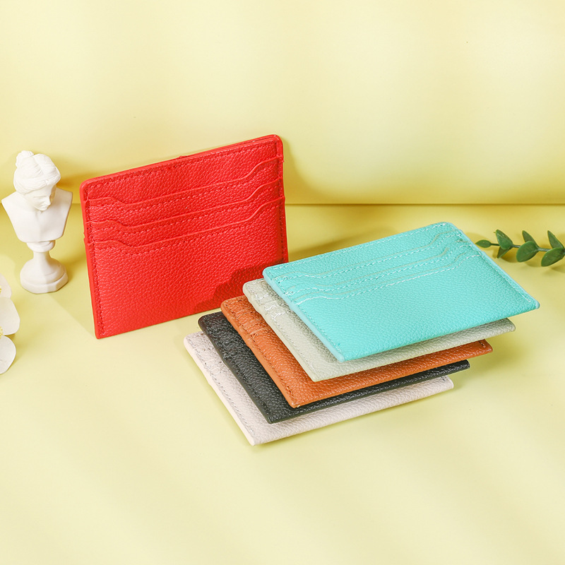 High appearance level, cross-border texture, ultra-thin card case, lychee pattern card holder, card slot, double-sided card position, small ID card for men and women full figure