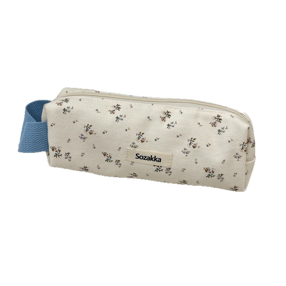 54245 High-appearance-level floral print hand-held pen case for female students, portable large-capacity stationery bag, pencil case storage bag Item Picture