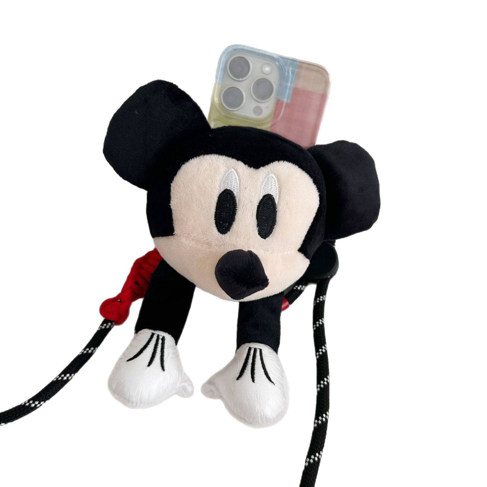 Cute Mickey Mouse head phone back clip, cartoon three-dimensional adjustable phone chain decoration, portable phone holder lanyard Item Picture