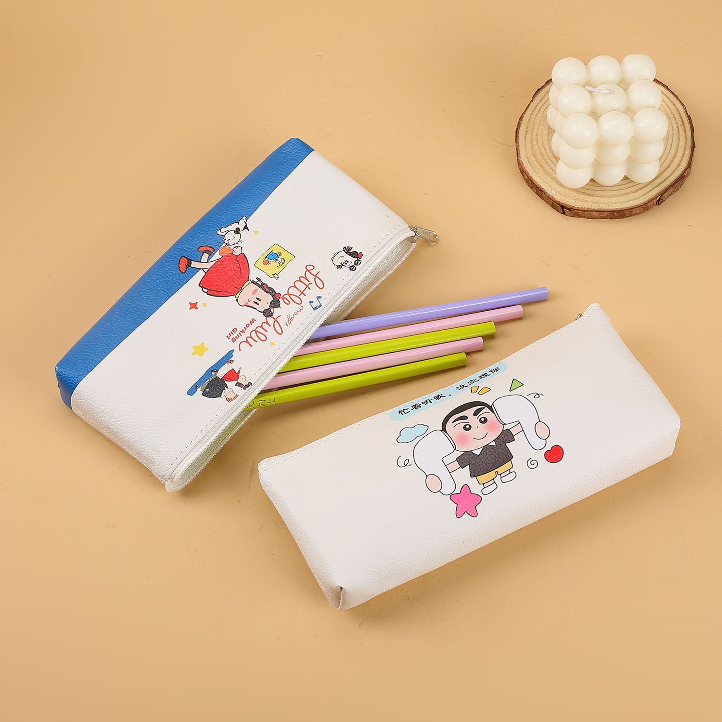 Cartoon animal pencil case, a simple Korean girl's Internet celebrity, fresh and multi-functional, large-capacity cute pencil case Specification drawing