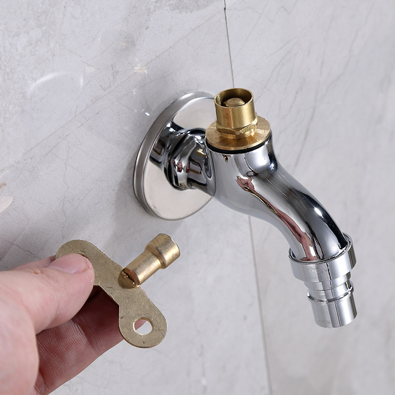 Morning Dew Outdoor anti-theft faucet, zinc alloy faucet with lock, 4-point single-cooling quick-opening faucet, household small faucet details Picture