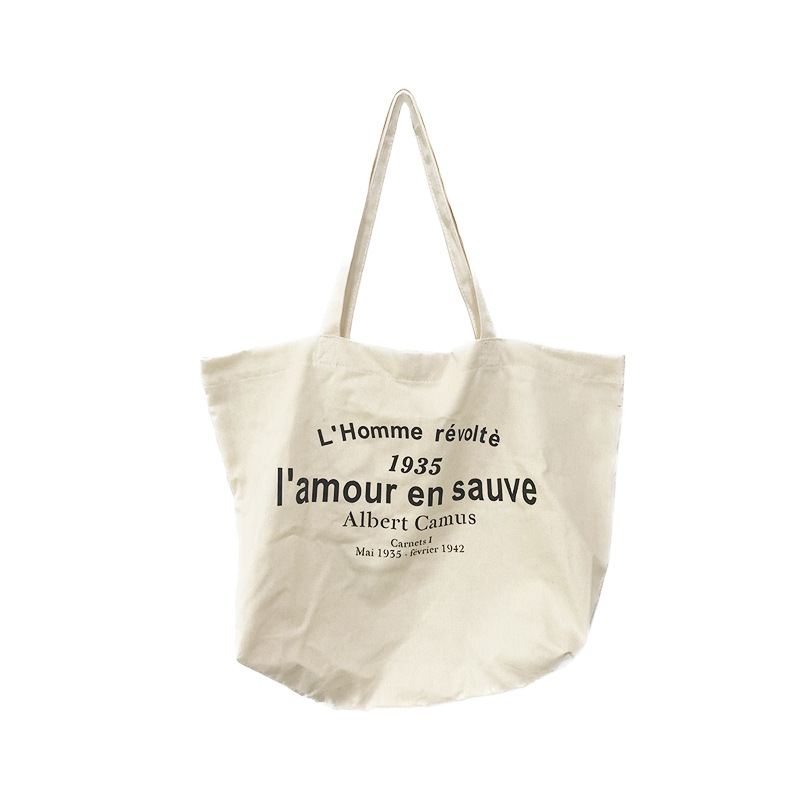36241 Large-capacity commuting single-shoulder bag, canvas bag, new printed women's college student tote bag Item Picture