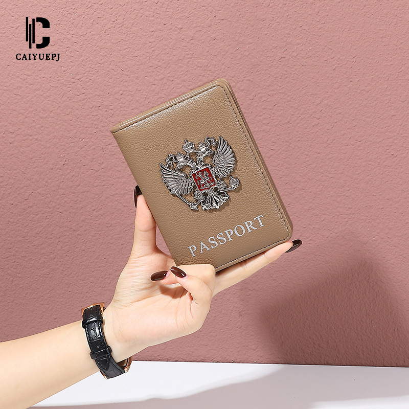 New cross-border double-headed Eagle metal badge passport holder, foreign trade passport case, multi-functional air ticket card holder case full figure