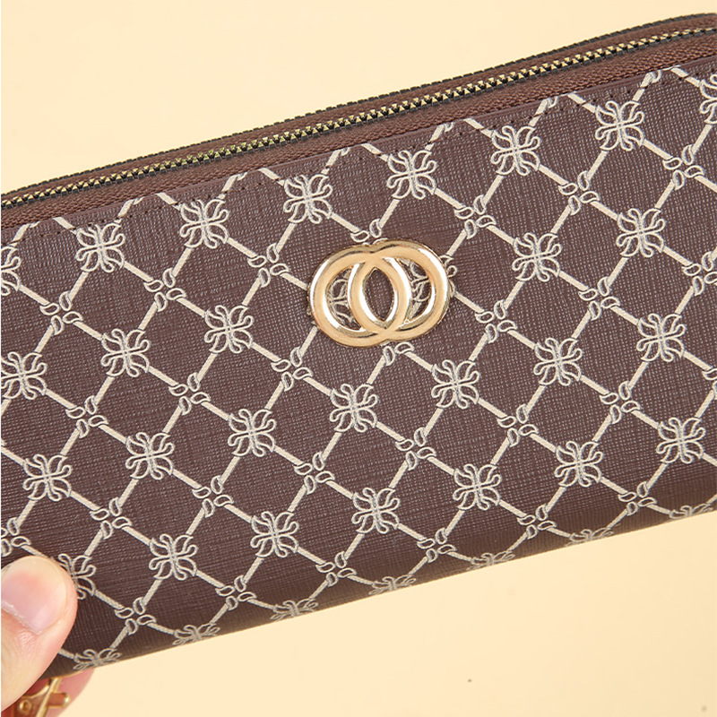 Fashionable and elegant, large-capacity women's double-zipper clutch, multi-functional double-layer beautiful women's wallet and mobile phone case Specification drawing