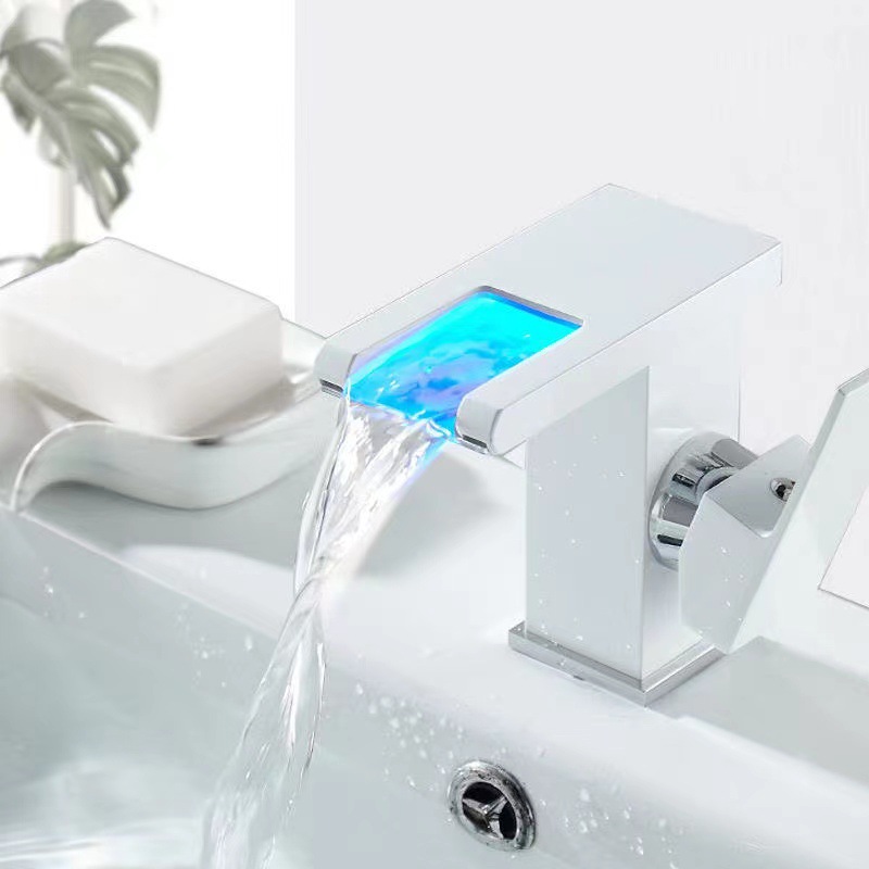 LED light-emitting waterfall washbasin, single-hole faucet, cold and hot water washbasin, balcony bathroom faucet manufacturer wholesale details Picture