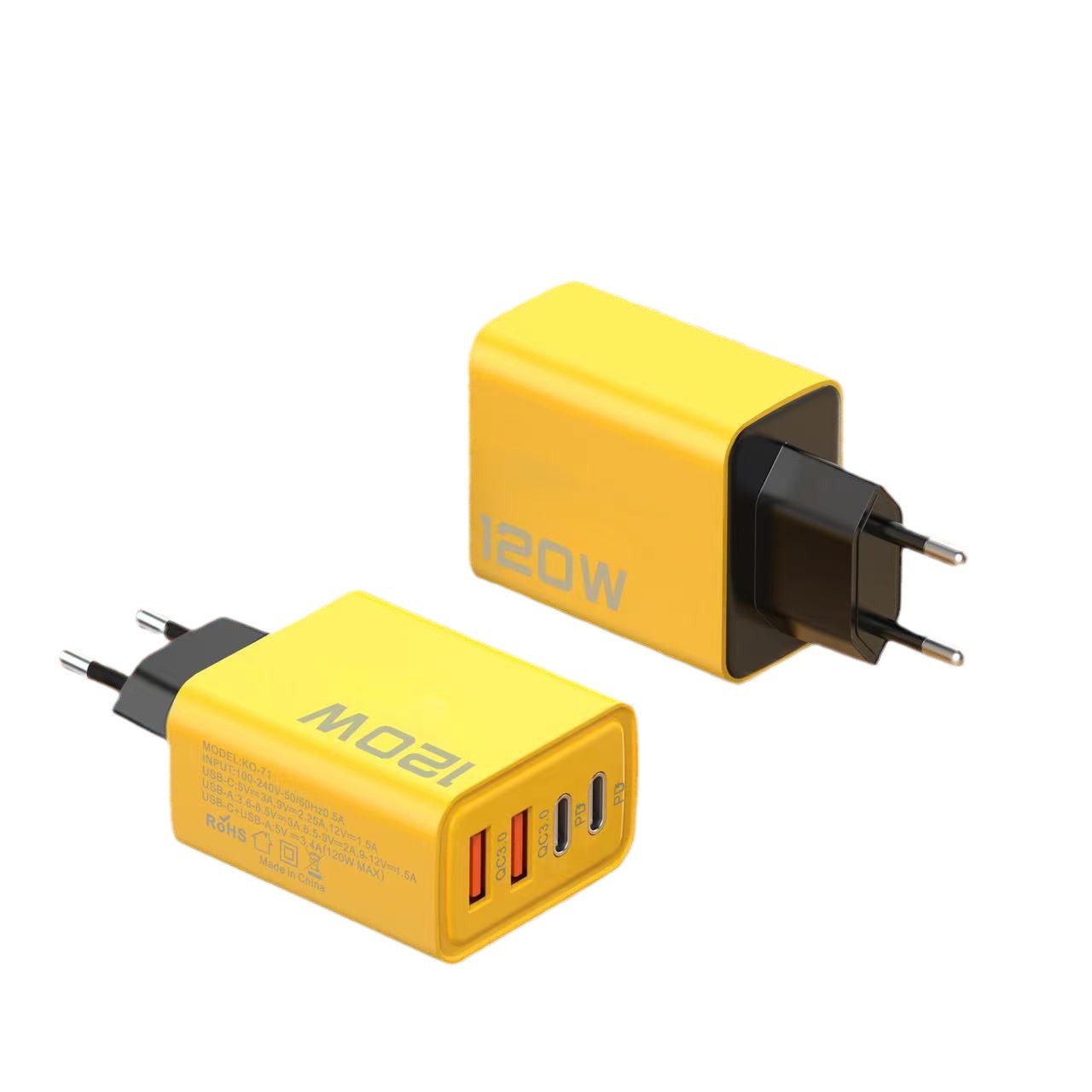The new PD120W smart charger features dual Type-C and dual USB multi-port adapters for fast charging of mobile phones Item Picture
