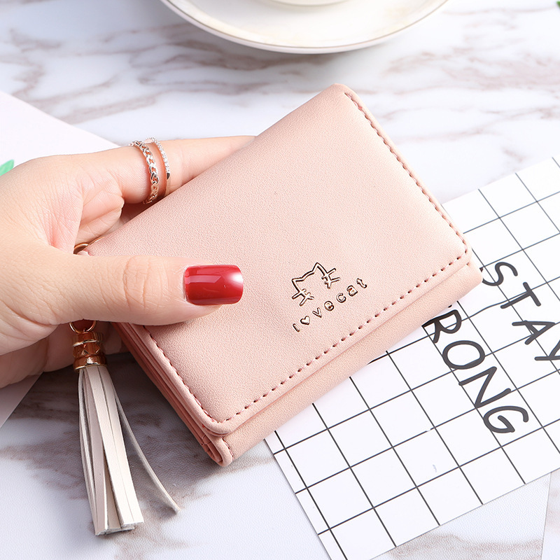 In 2021, factory direct sales of women's wallets: 30% off for women, tassel pendant, wallet, card case, coin purse, candy color Item Picture