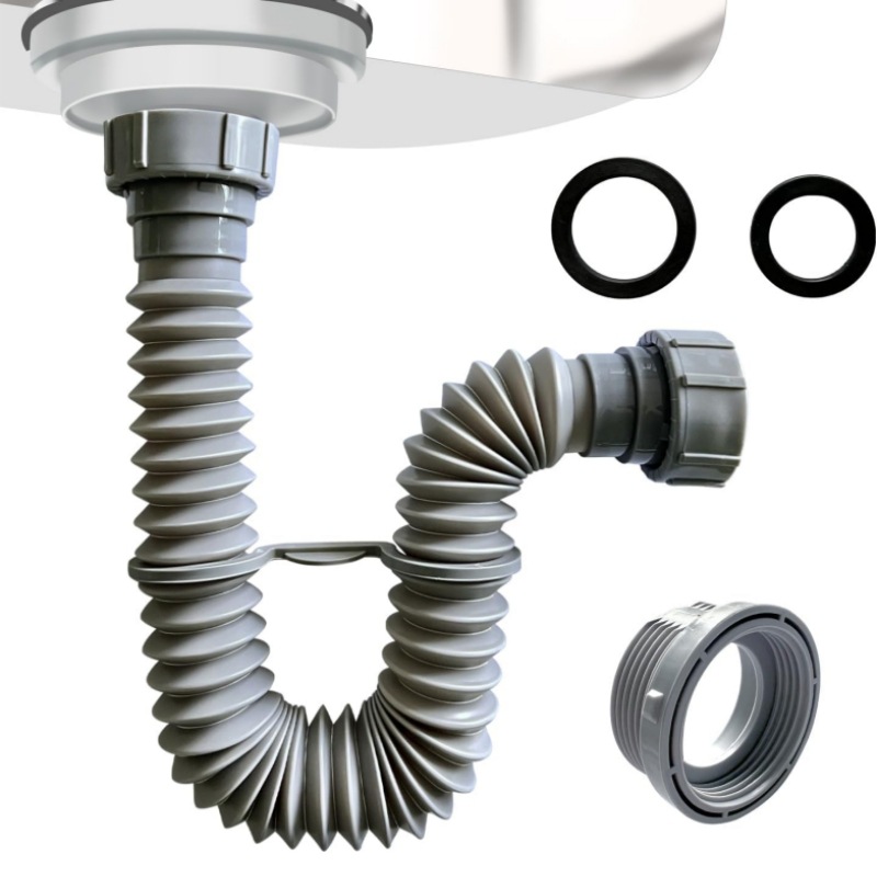 Cross-border vegetable washing basin, single and double heads, 4045 telescopic drain pipe, flexible hose, mop sink drain pipe, dishwashing sink drain pipe full figure