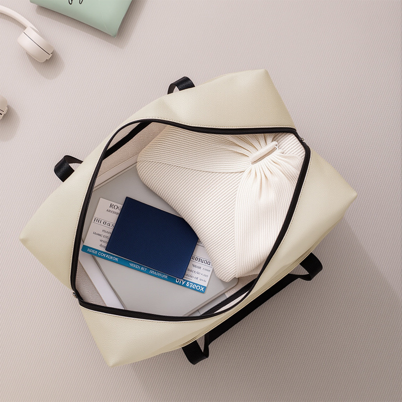 Foldable polyester checkered handbag, travel waterproof suitcase, luggage bag, large-capacity business trip storage, boarding bag Specification drawing