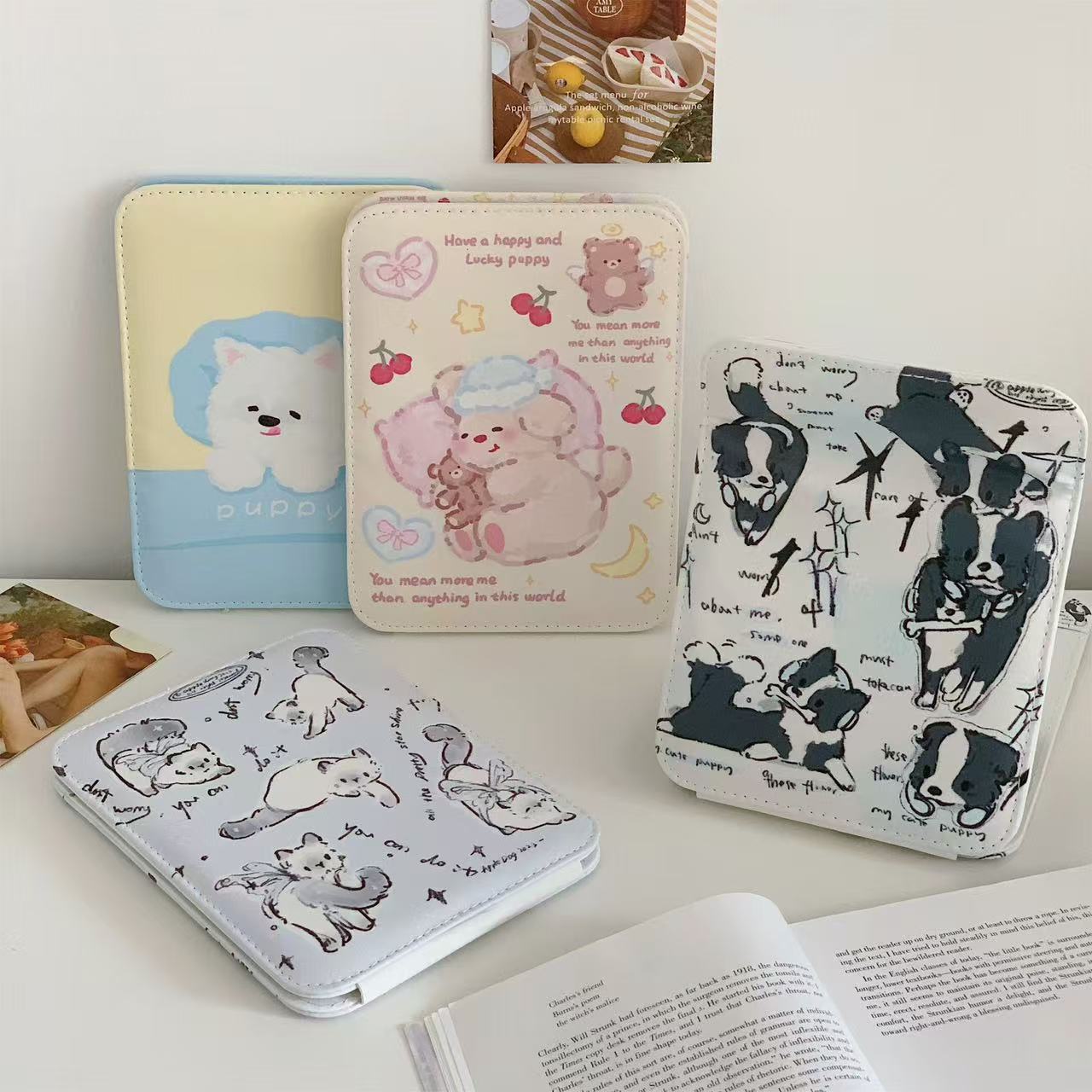 Spring Butterfly pu Leather Folding Mirror, ins Style Cartoon Desktop High-definition Makeup Mirror, Portable foldable dressing mirror full figure