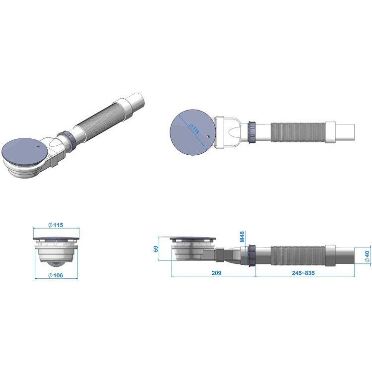 The cross-border integrated shower room plastic drain floor drain with thickened foam ring is leak-proof, odor-proof and clogging, and comes with a garbage bin Item Picture