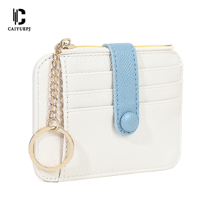New cross-border women's card case, key case, ultra-thin card holder, color-blocking small coin purse, coin case, short wallet, hand-held wallet Item Picture