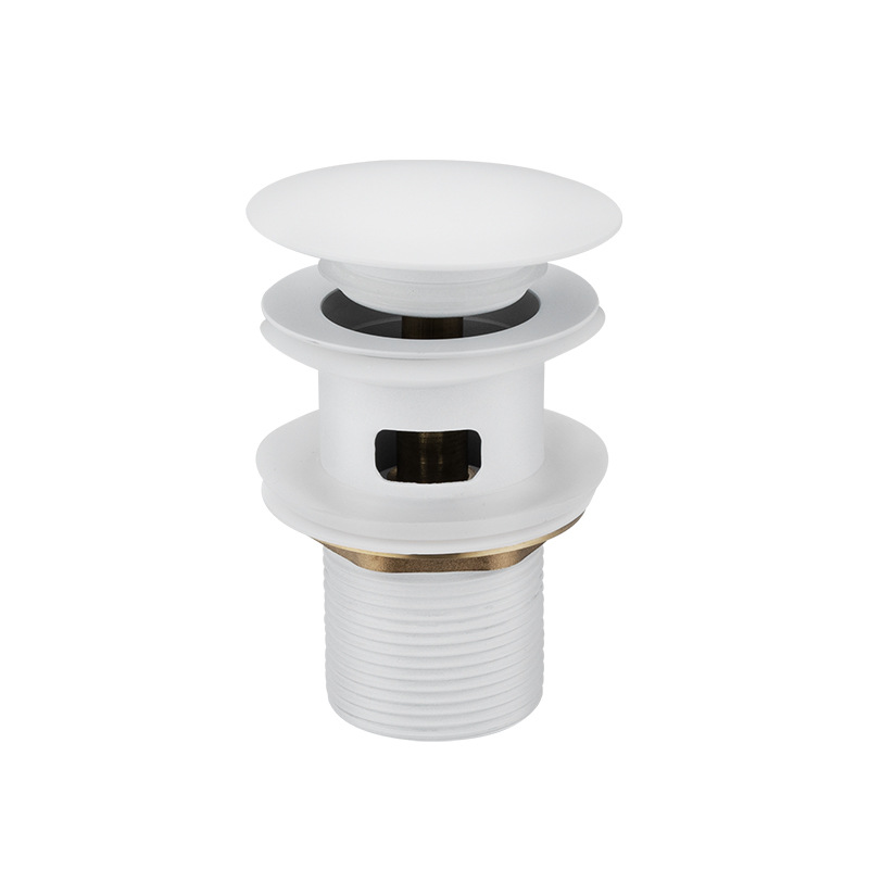 Stainless steel bouncy drain, bathroom washbasin drain, matte white household bathroom washbasin and basin drain Item Picture