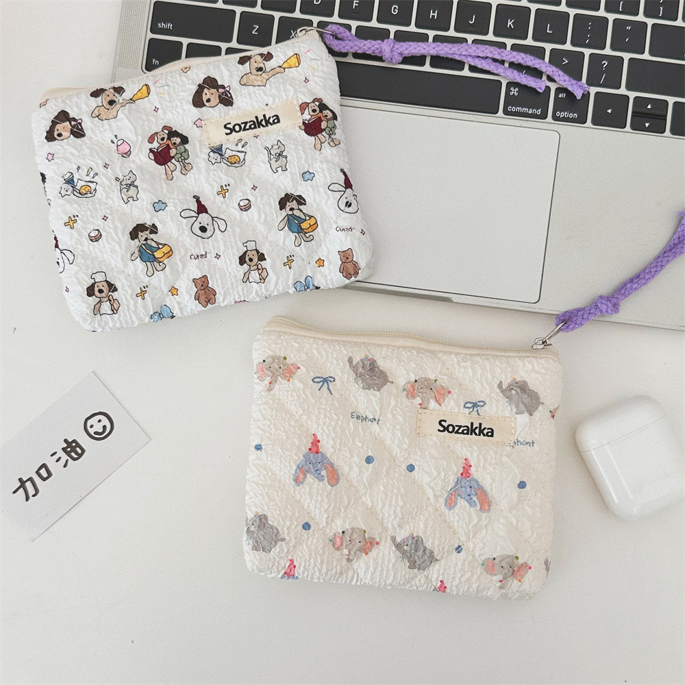 43162 Floral quilted cotton-padded portable storage bag, cute and soft coin purse, lipstick storage bag, makeup bag Specification drawing