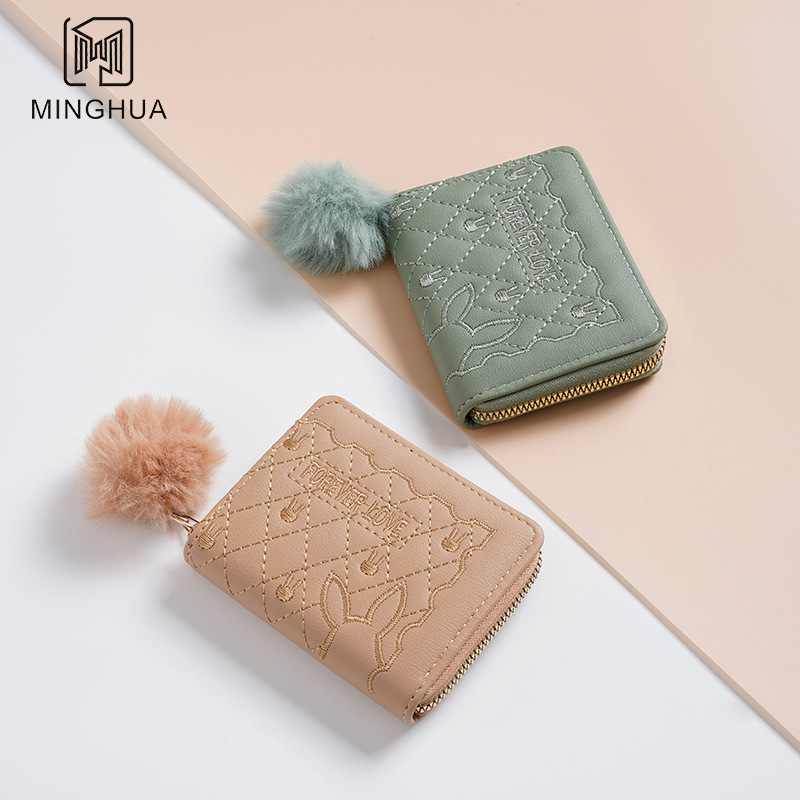 New women's wallet, short and simple card wallet, Spring Wallet, cross-border pattern zipper coin purse wholesale details Picture