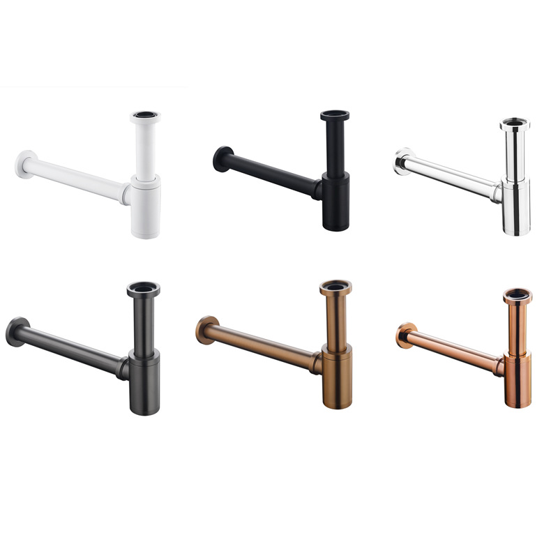 Zinc alloy washbasin built-in wall-mounted drain pipe, washbasin air barrier and odor prevention drain pipe full figure