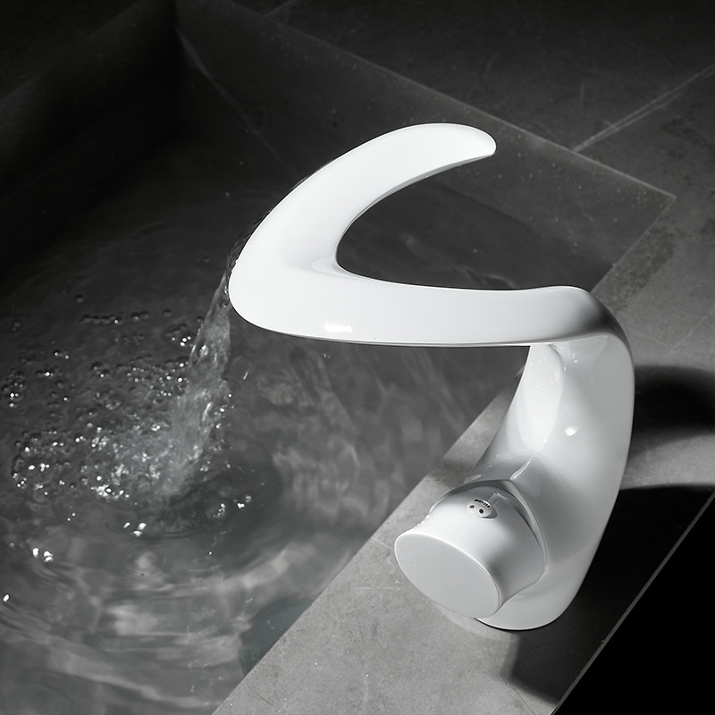 Bathroom basin faucet, cold and hot brass, creative washbasin, waterfall-style single-hole under-sink, household Specification drawing