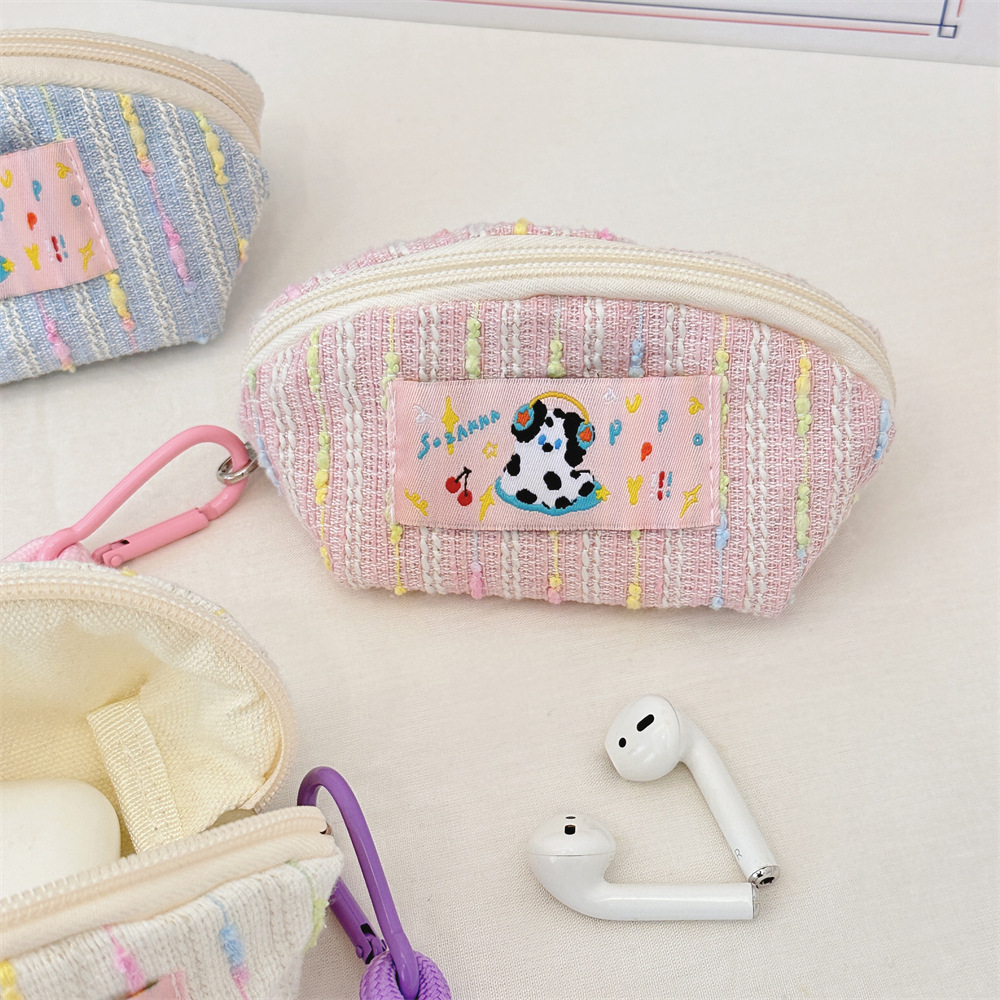 4951 Cute cream-colored earphone case, shell-shaped earphone case, storage bag, coin purse, cosmetic clutch Specification drawing