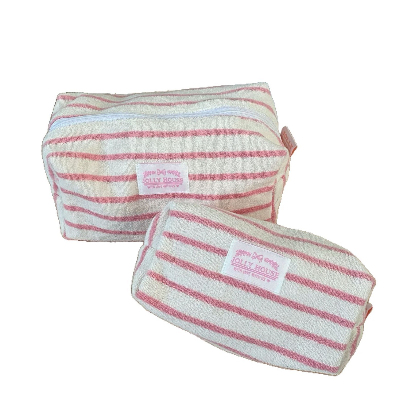 ins Korean-style towel material makeup bag, portable small tofu bag for women, cosmetics storage bag, portable toiletry bag Item Picture