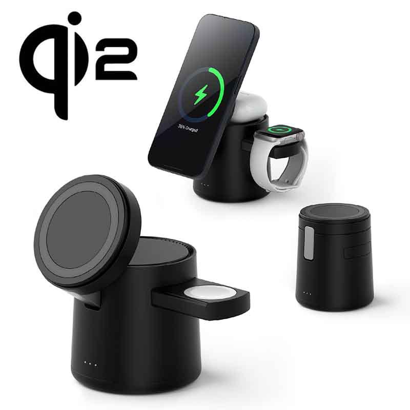 The new foldable magnetic multi-functional three-in-one wireless charger is suitable for the iPhone 15MagSafe phone charger Specification drawing