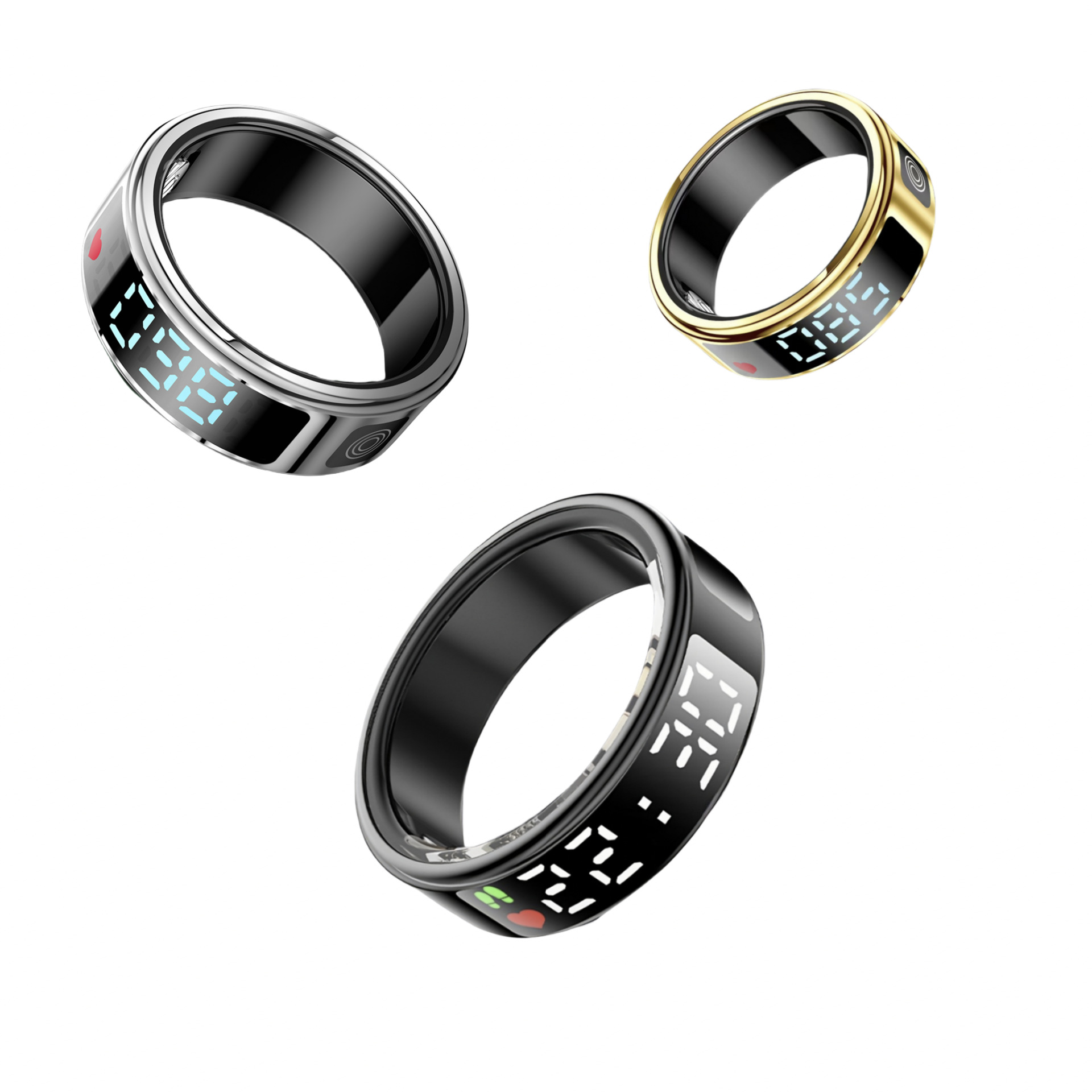 The high-tech digital display screen smart ring monitors heart rate, blood oxygen, sleep health and steps for exercise Item Picture